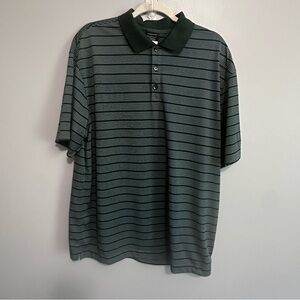 Nike Golf Men’s Large Dri-Fit Striped Polo Green Short Sleeve Performance Shirt